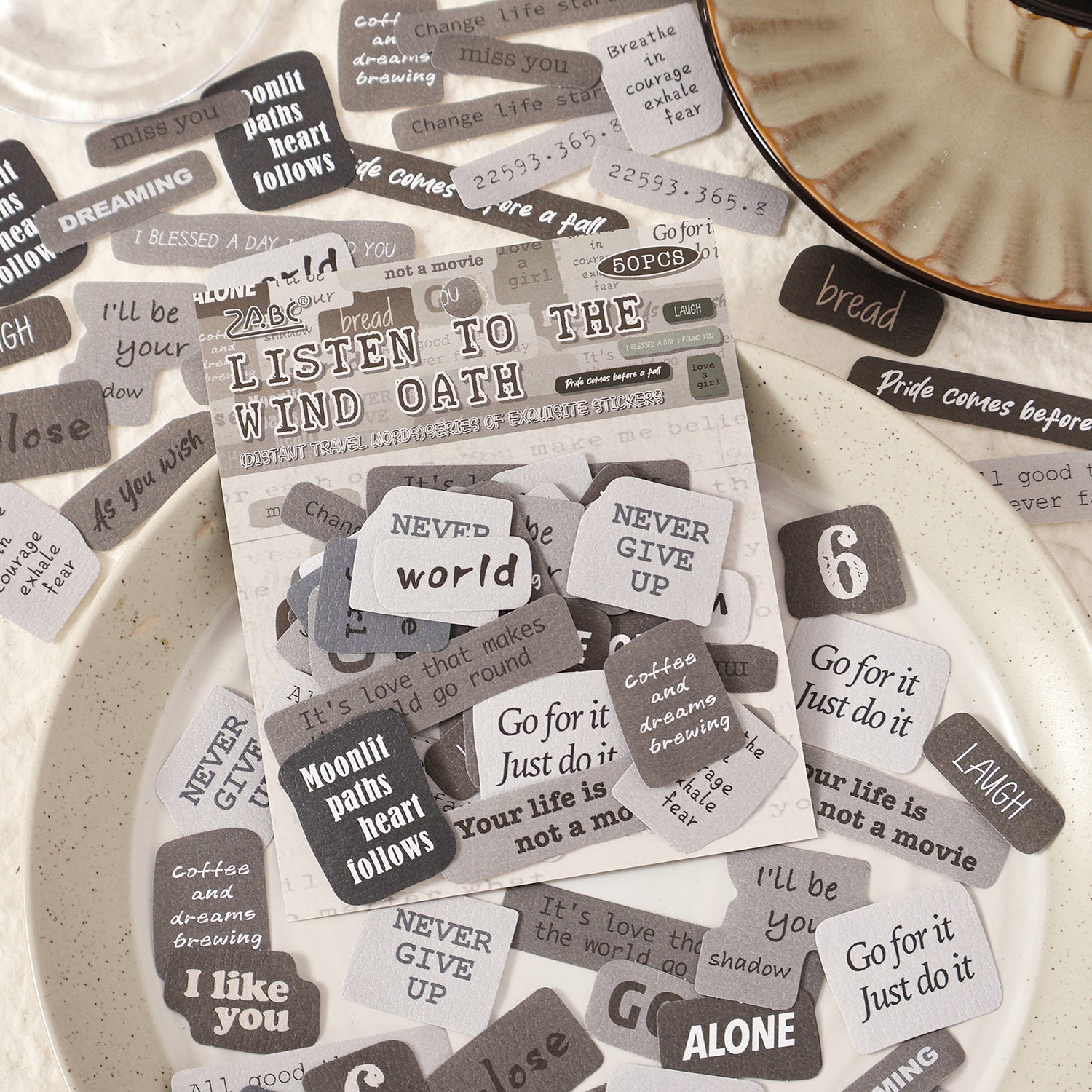 50 Pcs Vintage Words Quote Stickers YFYC