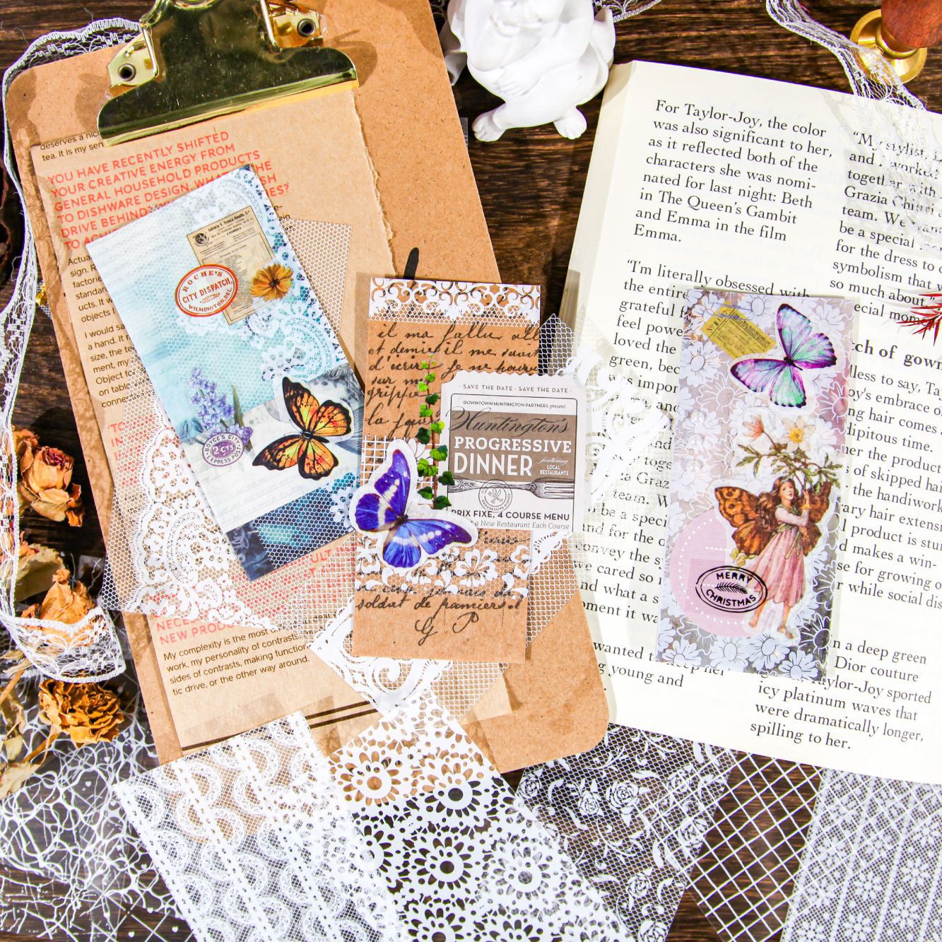 12 Pcs Lace PET Stickers LSZY