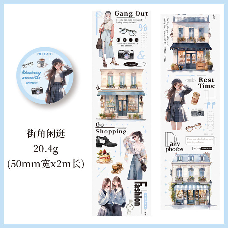 1 Roll Travelling Girl PET Stickers ZGDJJ