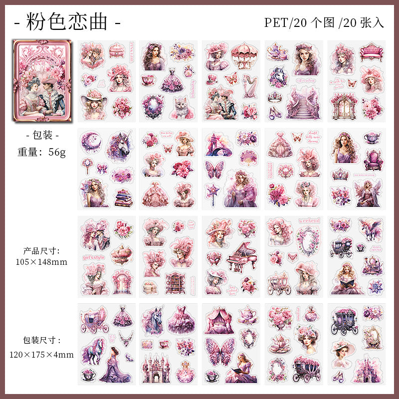 20 Pcs Vintage PET Stickers Book BLKHY