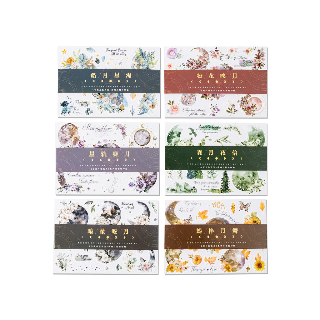 2 Sheets Moon and Flower Transfer Stickers YSZM