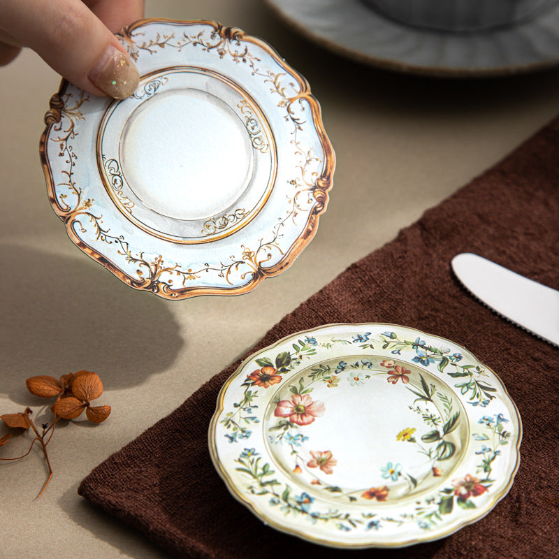 10 Pcs Vinage Dishes Cardstock Stickers GDCP