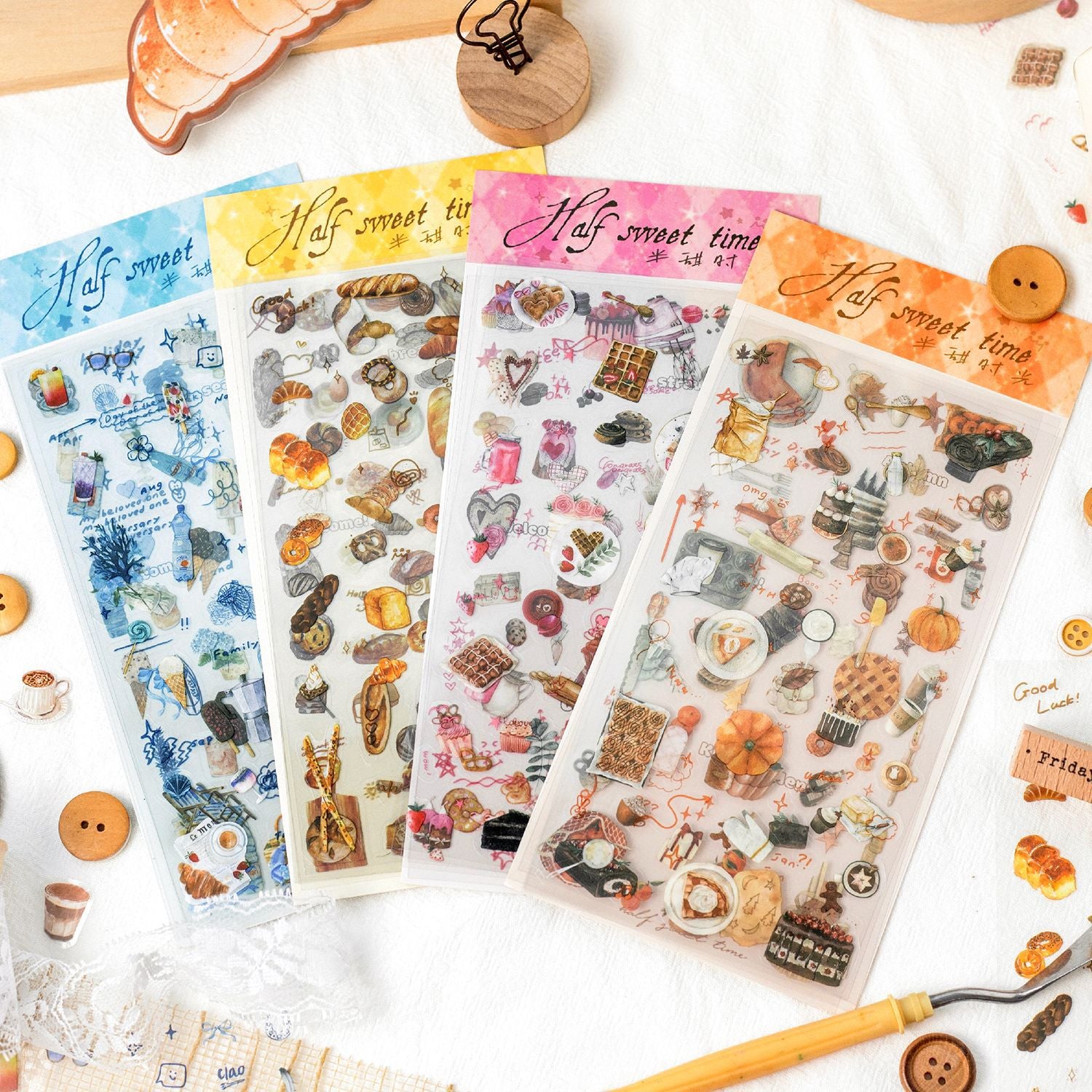 6 Sheets Dessert Drink PET Stickers BTSG