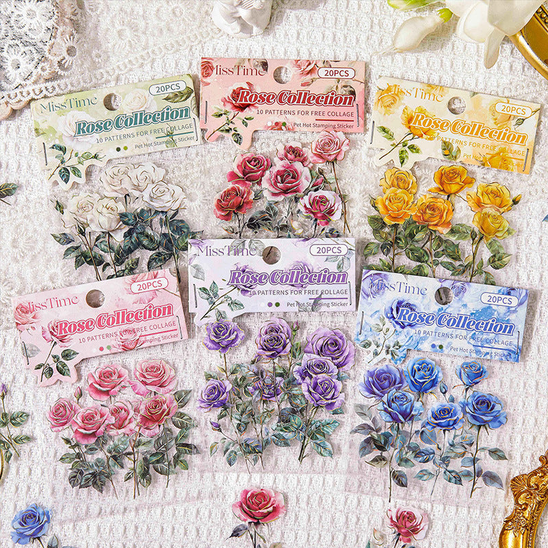 20 Pcs Rose PET Stickers MGZP