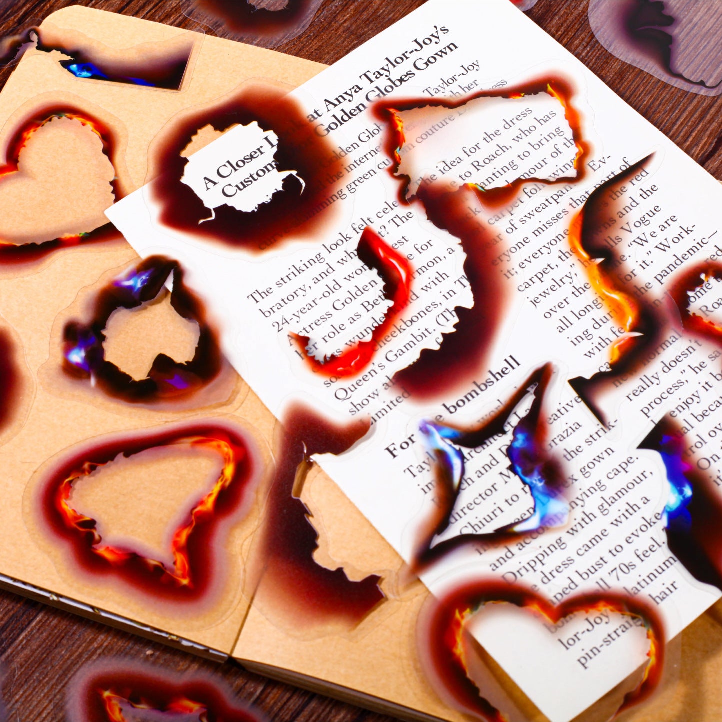20 Pcs Burning and Ash PET Stickers HJXL
