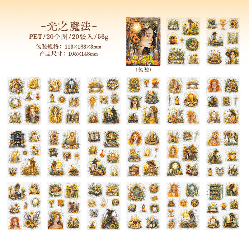 20 Sheets Magic Theme PET Stickers Book MHSC