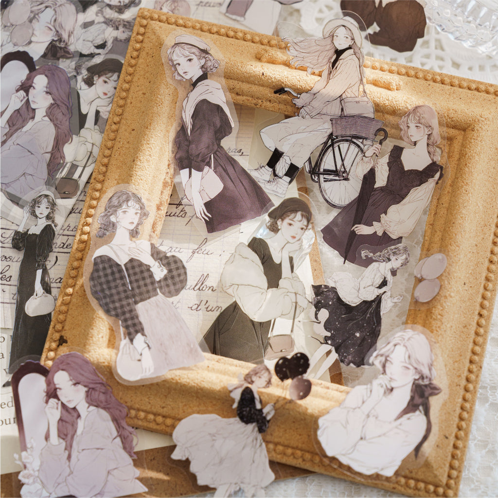 30 Pcs Fashion Girl PET Stickres BSLR
