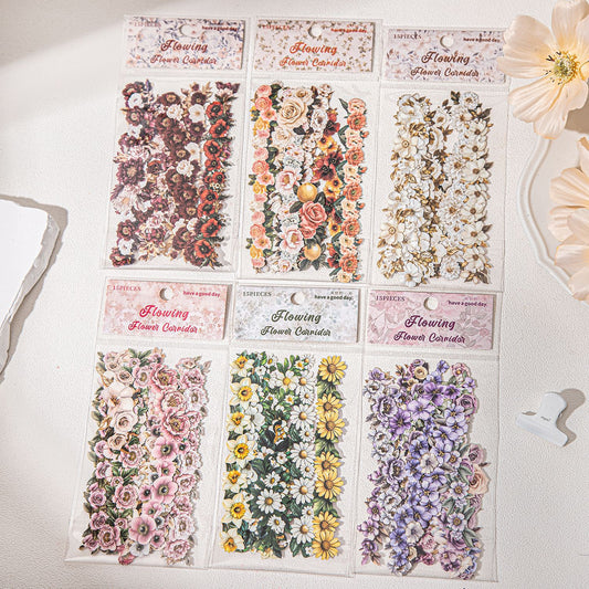 15 Pcs Vintage Flower Stickers LGHL