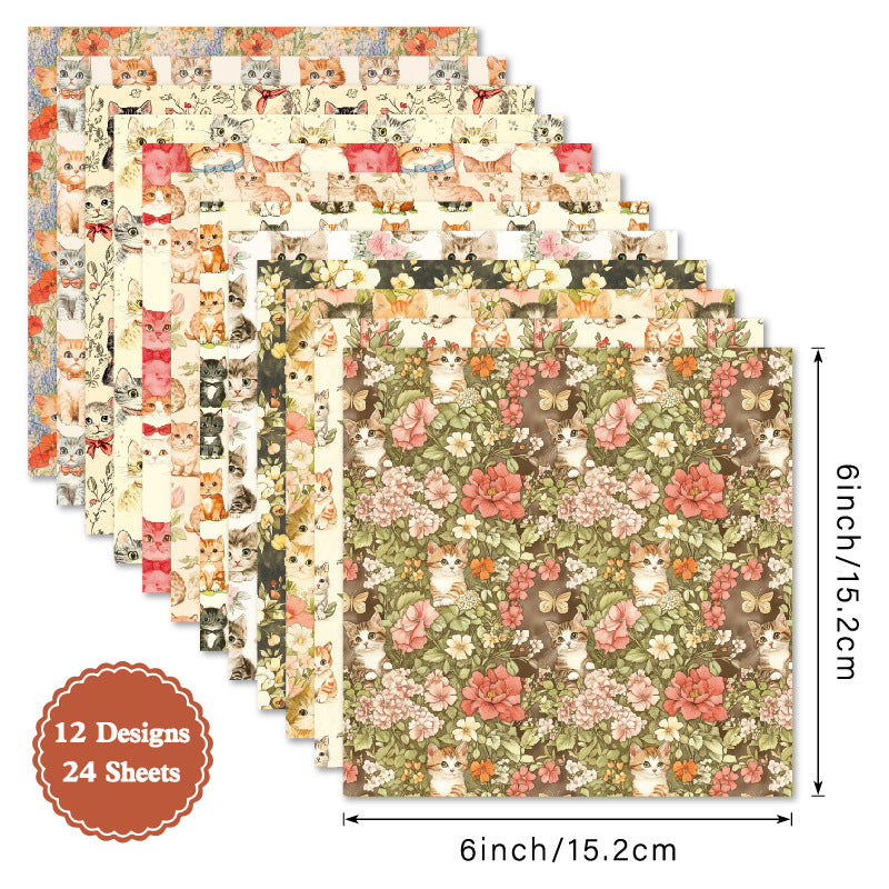 6 Inch Floral Kitty Scrapbook Paper Pad SKP505