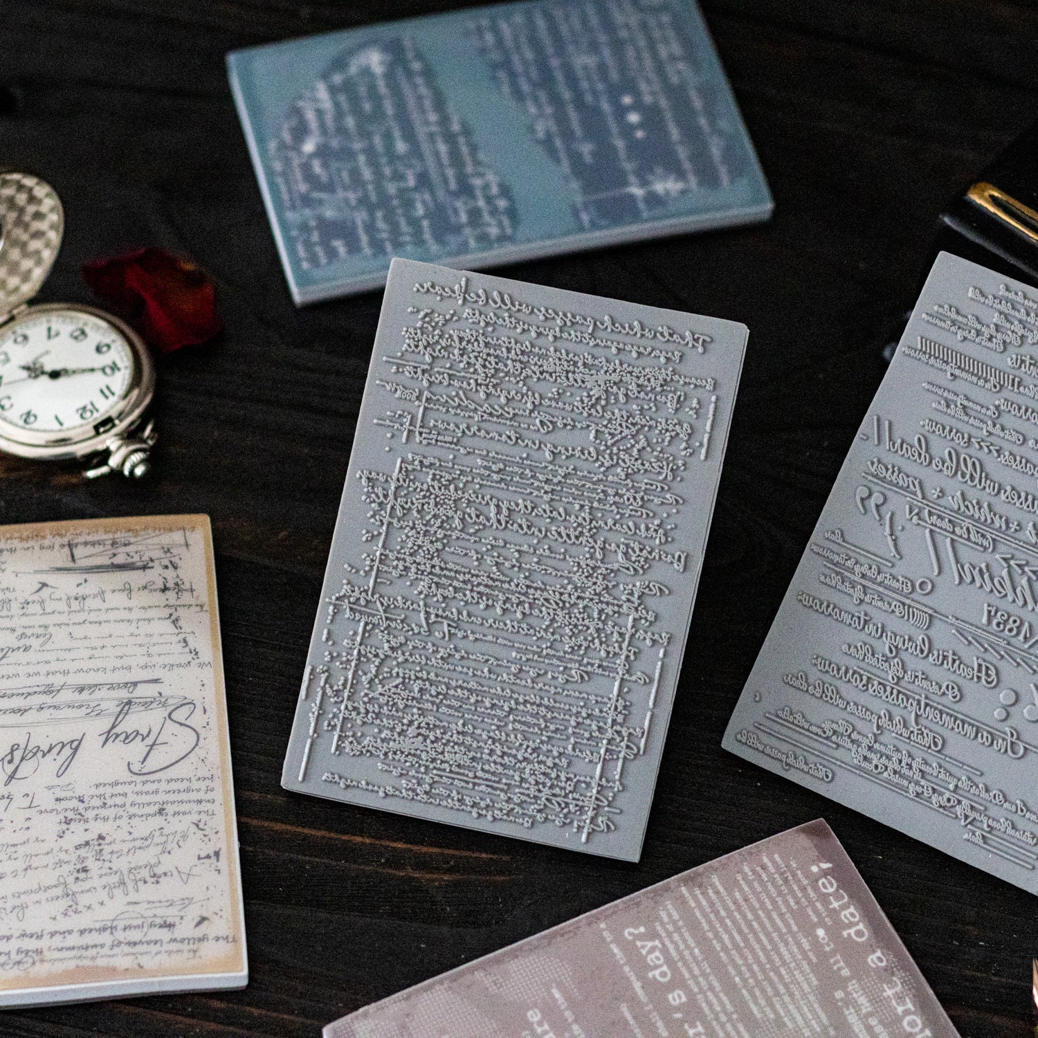 11 Pcs Wooden Stamp and Paper Journal Suplies Kit  CQSP