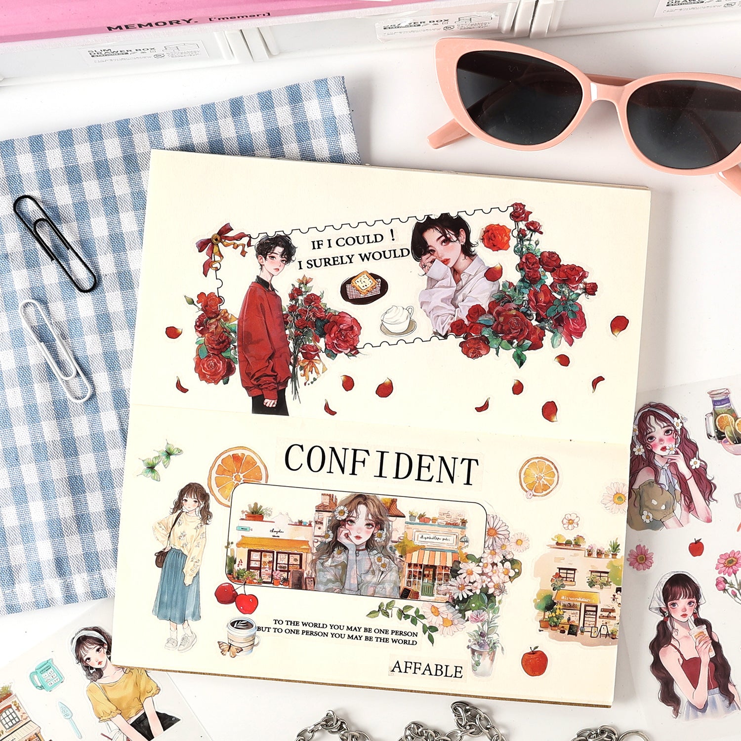 20 Pcs Flower Girl Boy Washi Stickers Book HYHS