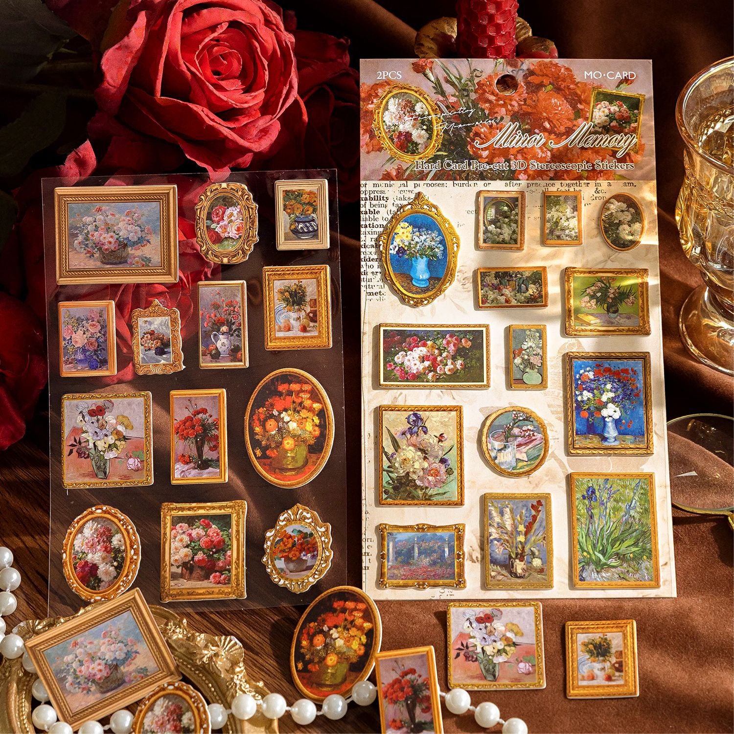 2 Sheets 3D Famous Painting Stickers MHBWG