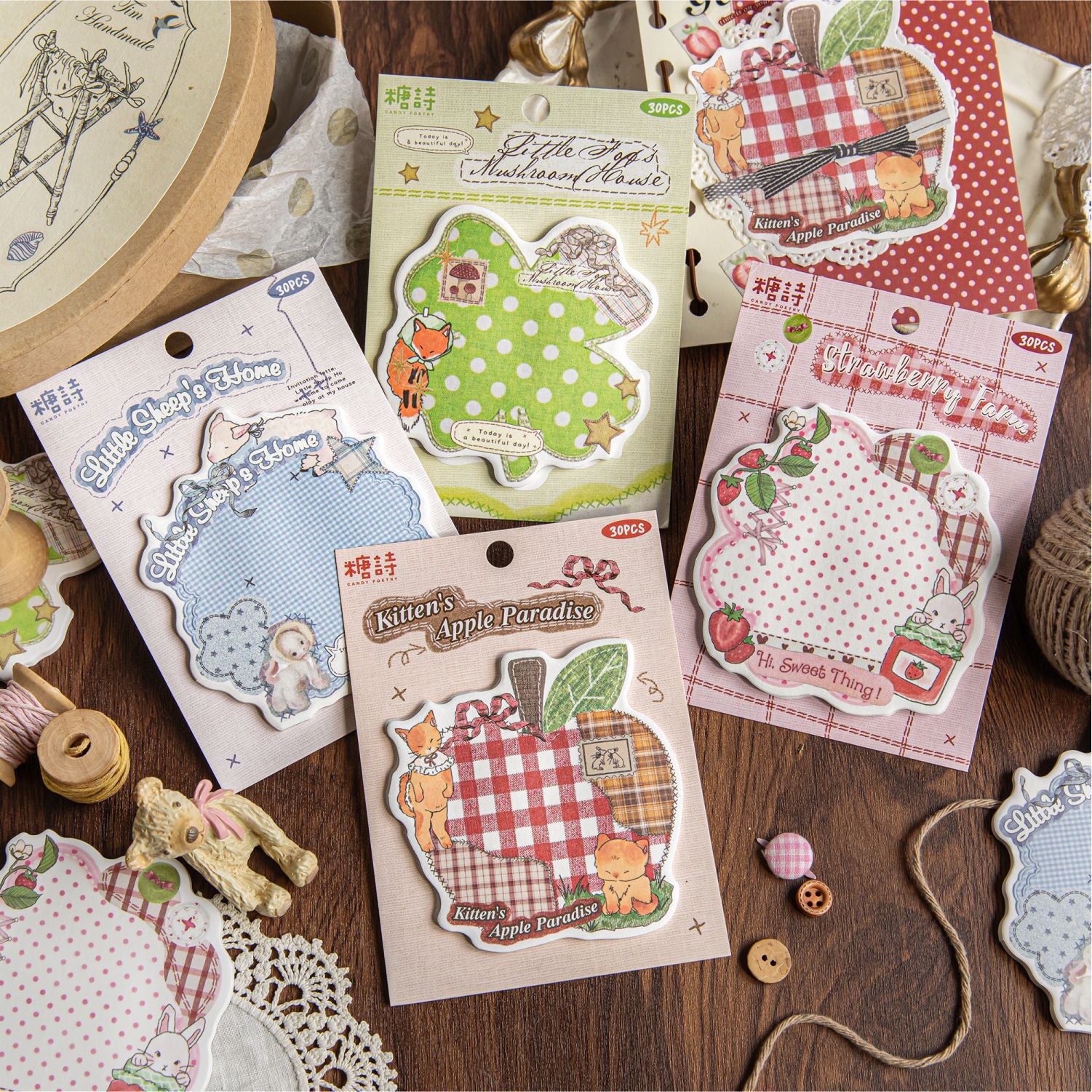 Cottagecore Patchwork Sticky Notes - Sheep