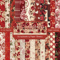 6 inch Red Floral Scrapbook Paper Pad SKP601