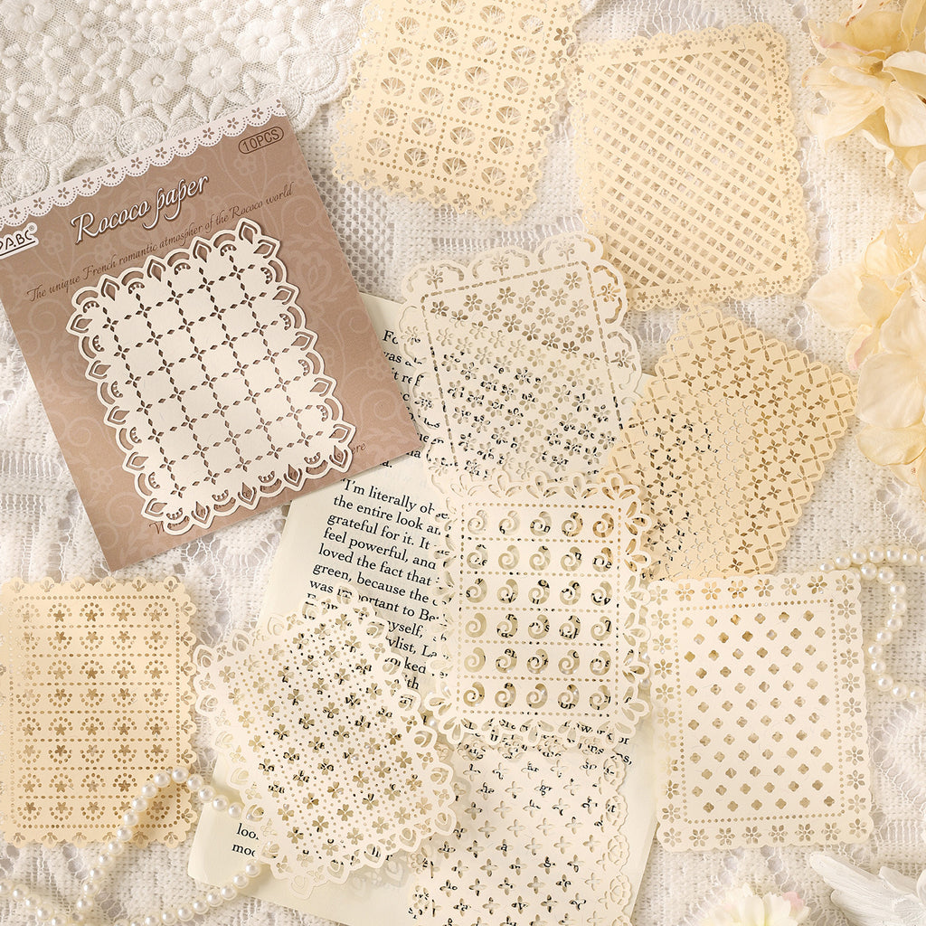 10 Pcs Hollow Cutout Lace Journal Paper GLXX