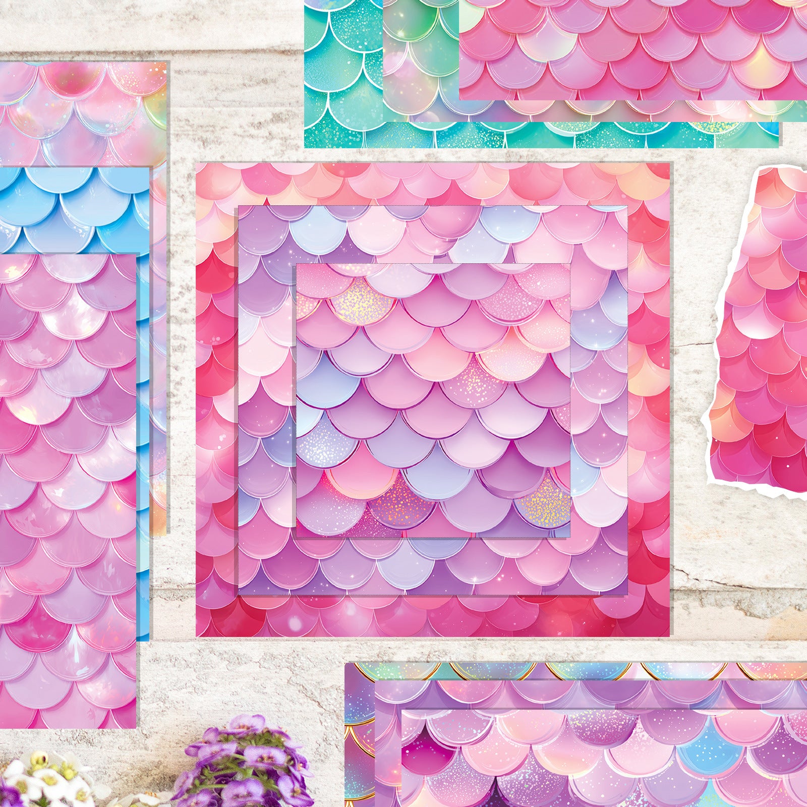 6 inch Fish-scale Scrapbook Paper Pad PA835