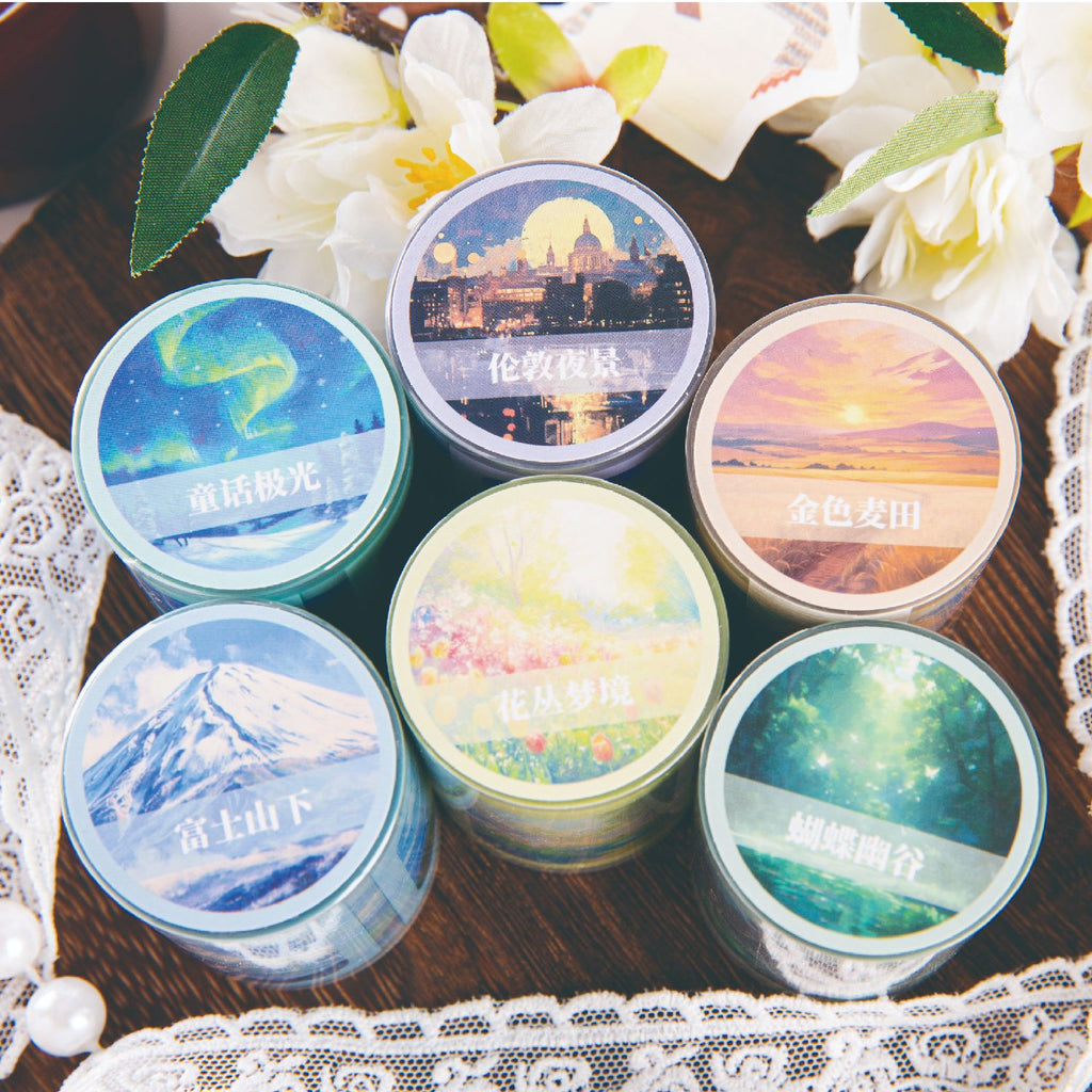 1 Roll Die-cut Landcsape Stickers Tape SJJL