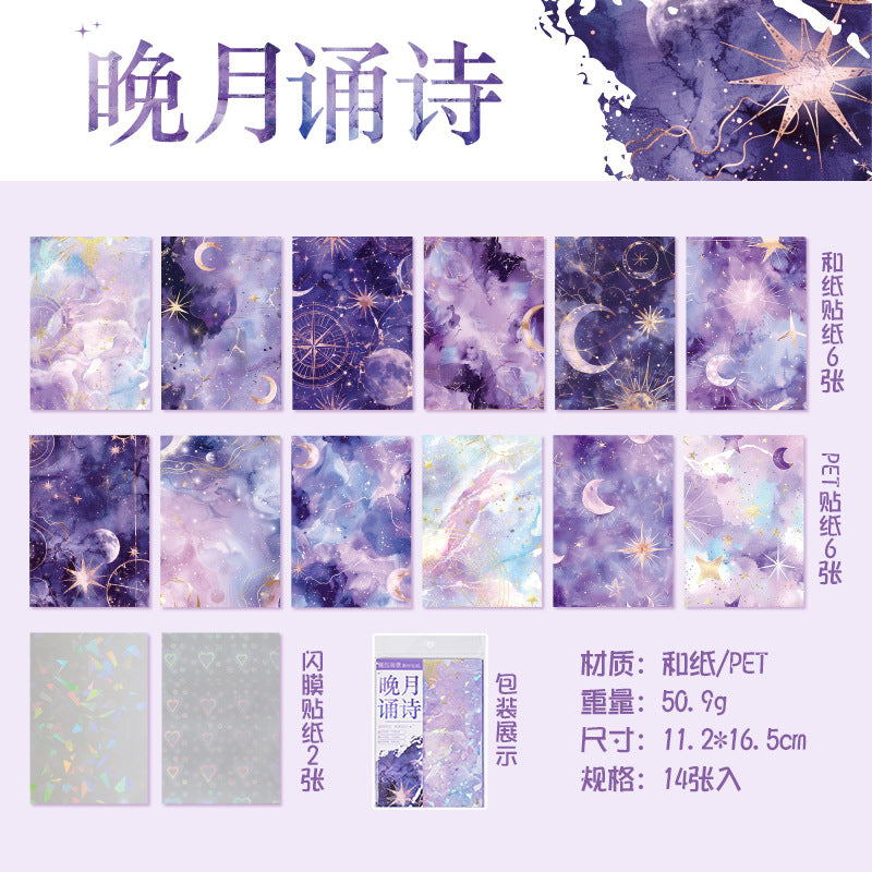 14 Pcs Colored Washi and PET Stickers CYXH