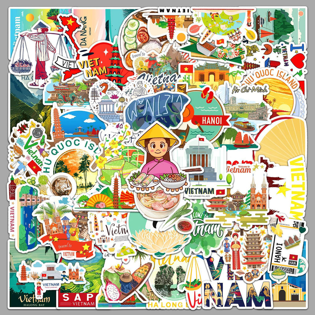 50Pcs Vietnam Travel Vinyl Stickers TRV17