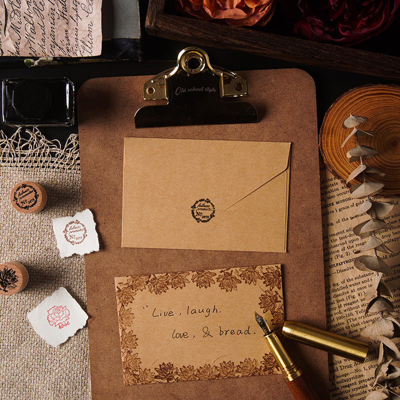 6 Pcs Flower Words Wooden Stamps Set JSSG