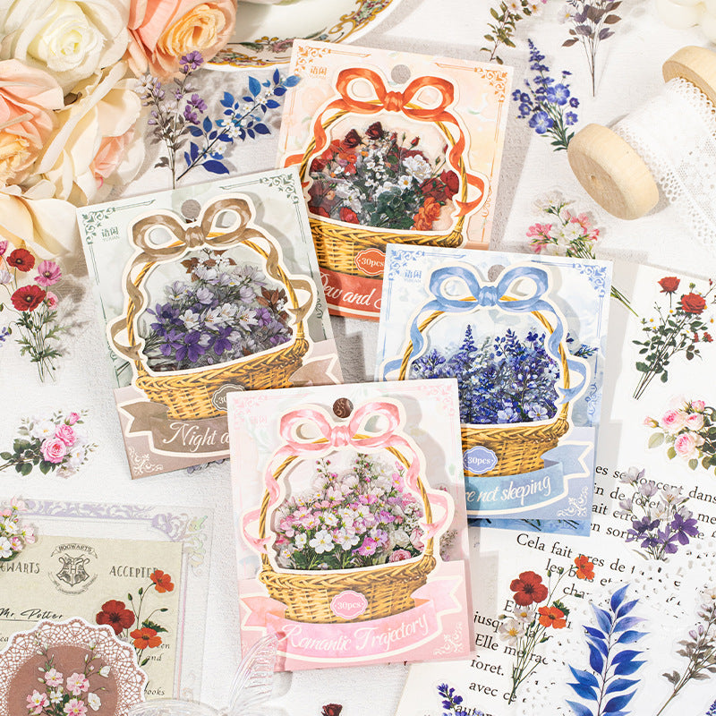 30 Pcs Flower PET Stickers HJSG