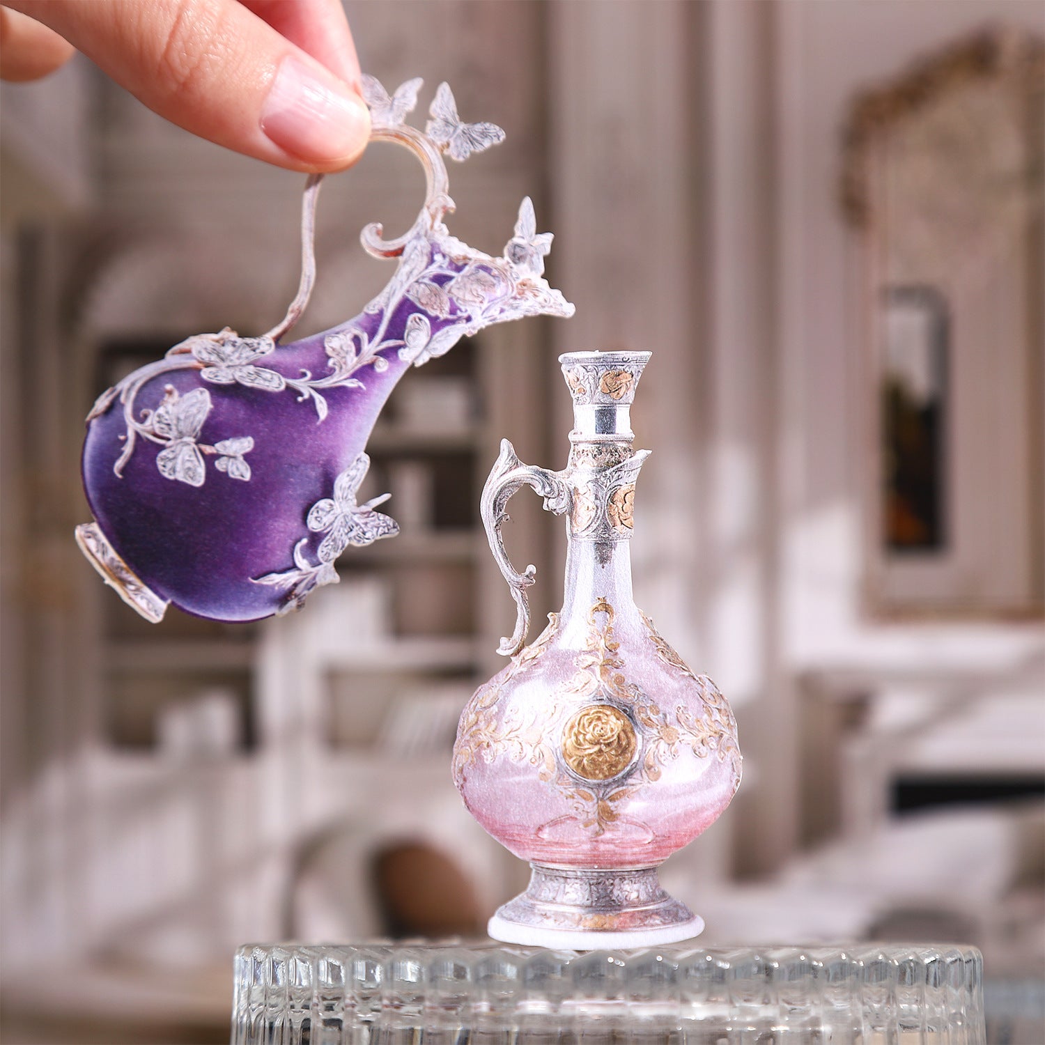 8 Pcs Rococo Glass Bottle Cardstock Stickers LKKDC