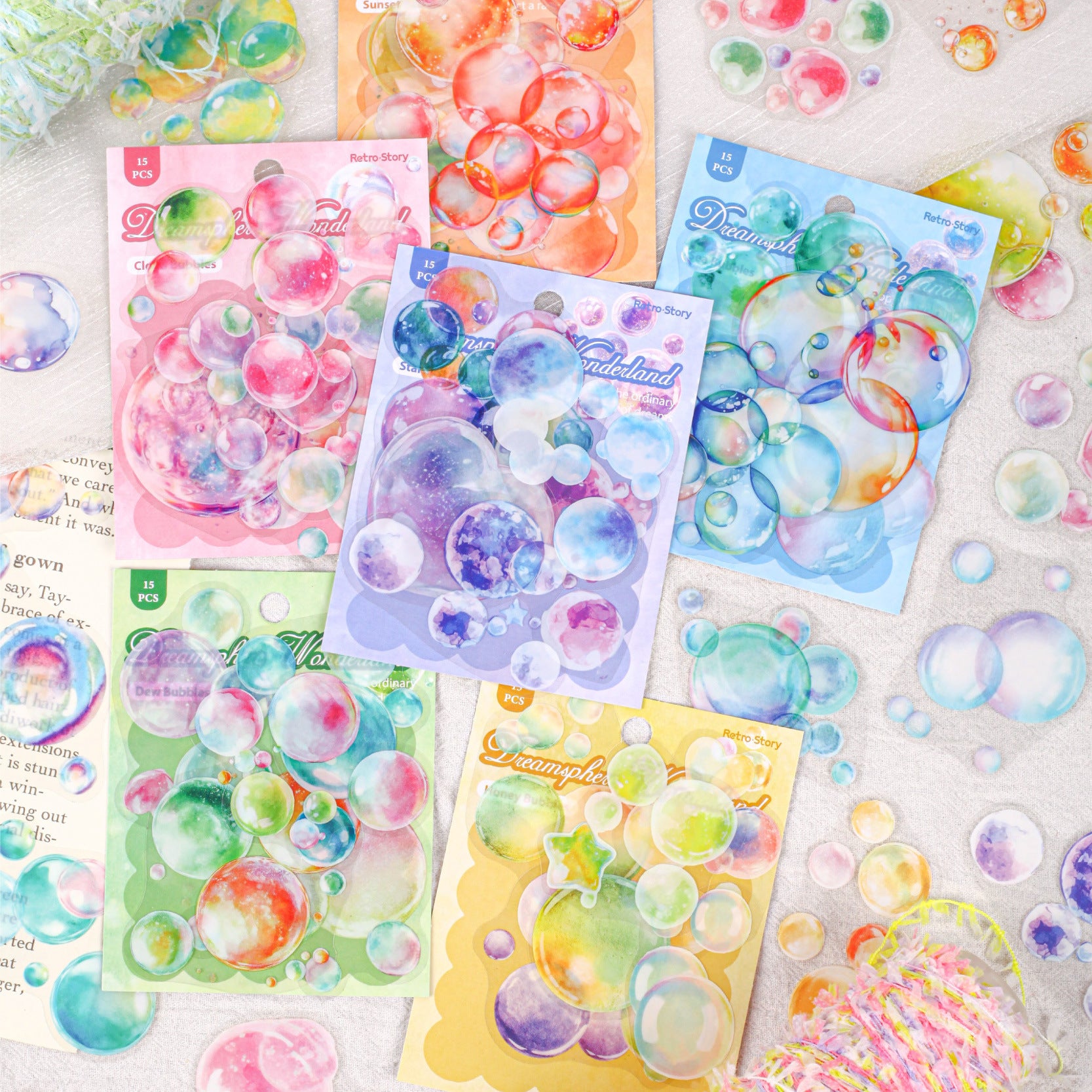 15 Pcs Bubble PET Stickers MPQJ