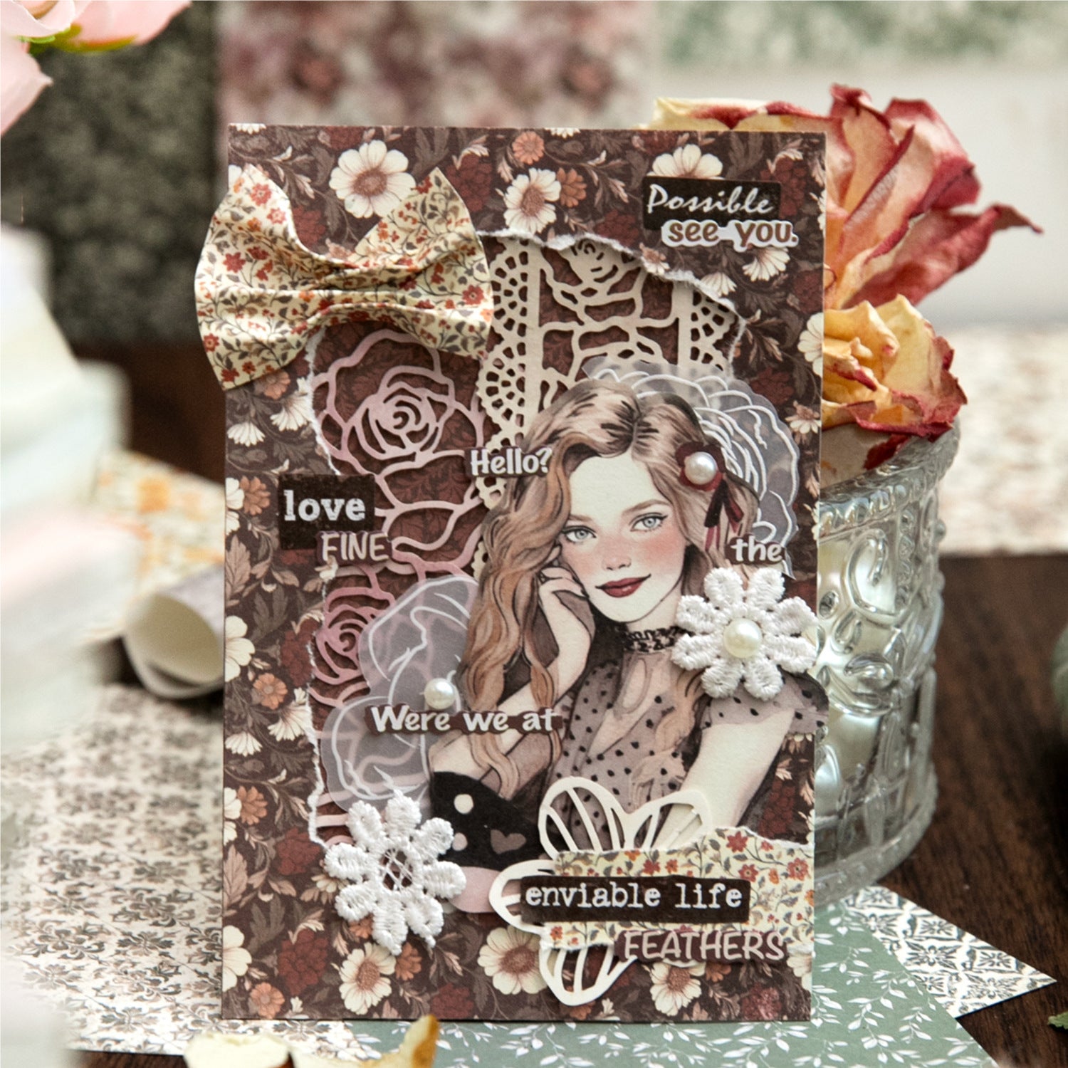 40 Sheets Vintage Floral Scrapbook Paper MMDHX