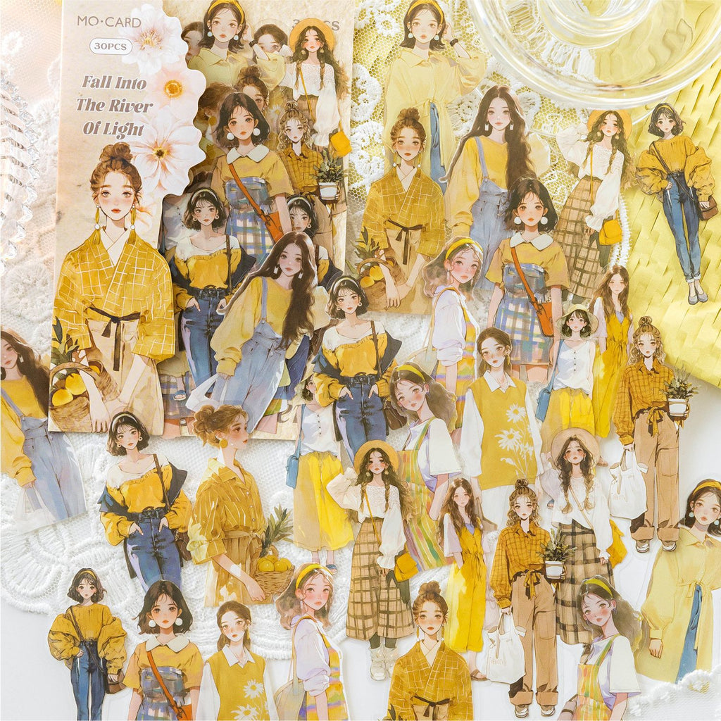 30 Pcs Fashion Girl PET Stickers CHSNZ