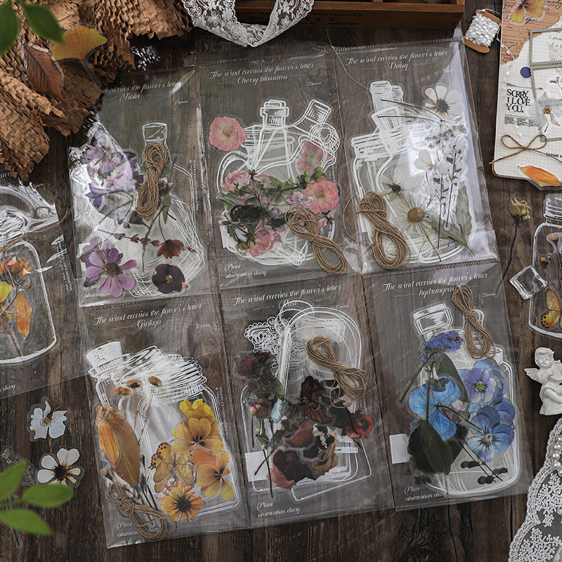 25 Pcs Bottle and Flowers PET Stickers FCHX