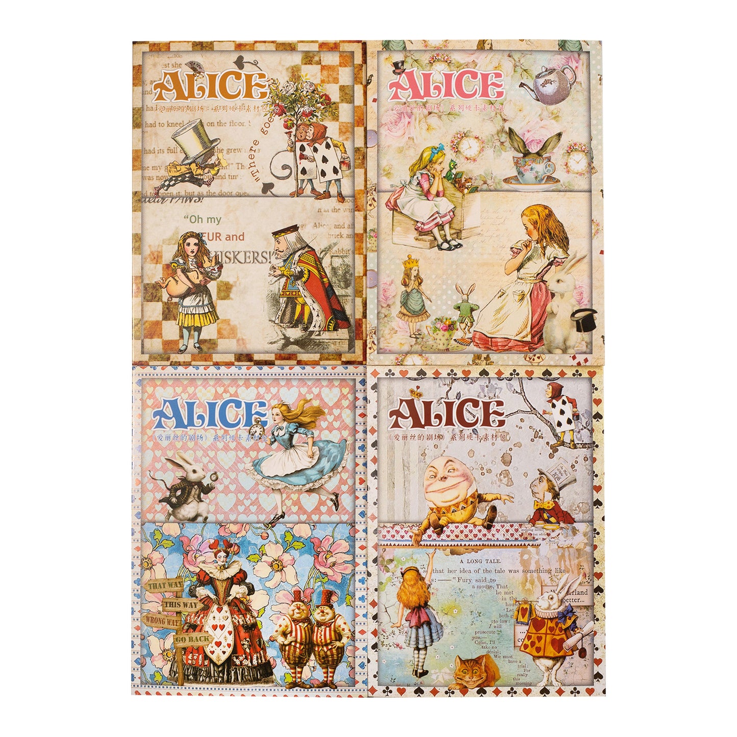 25 Pcs Alice Theme Scrapbook Paper and Cardstock Stickers ALSJC