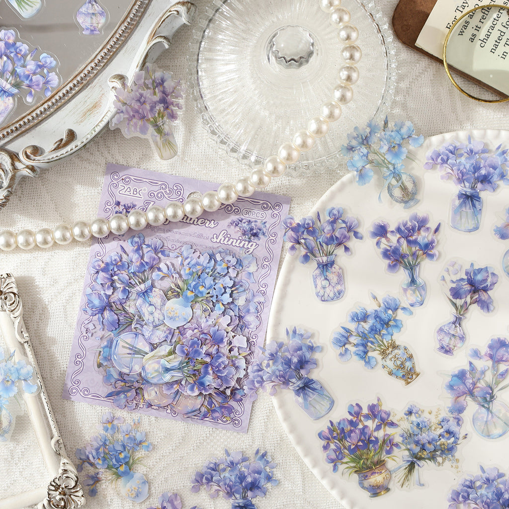 30 Pcs Potted Flowers PET Stickers HJXS