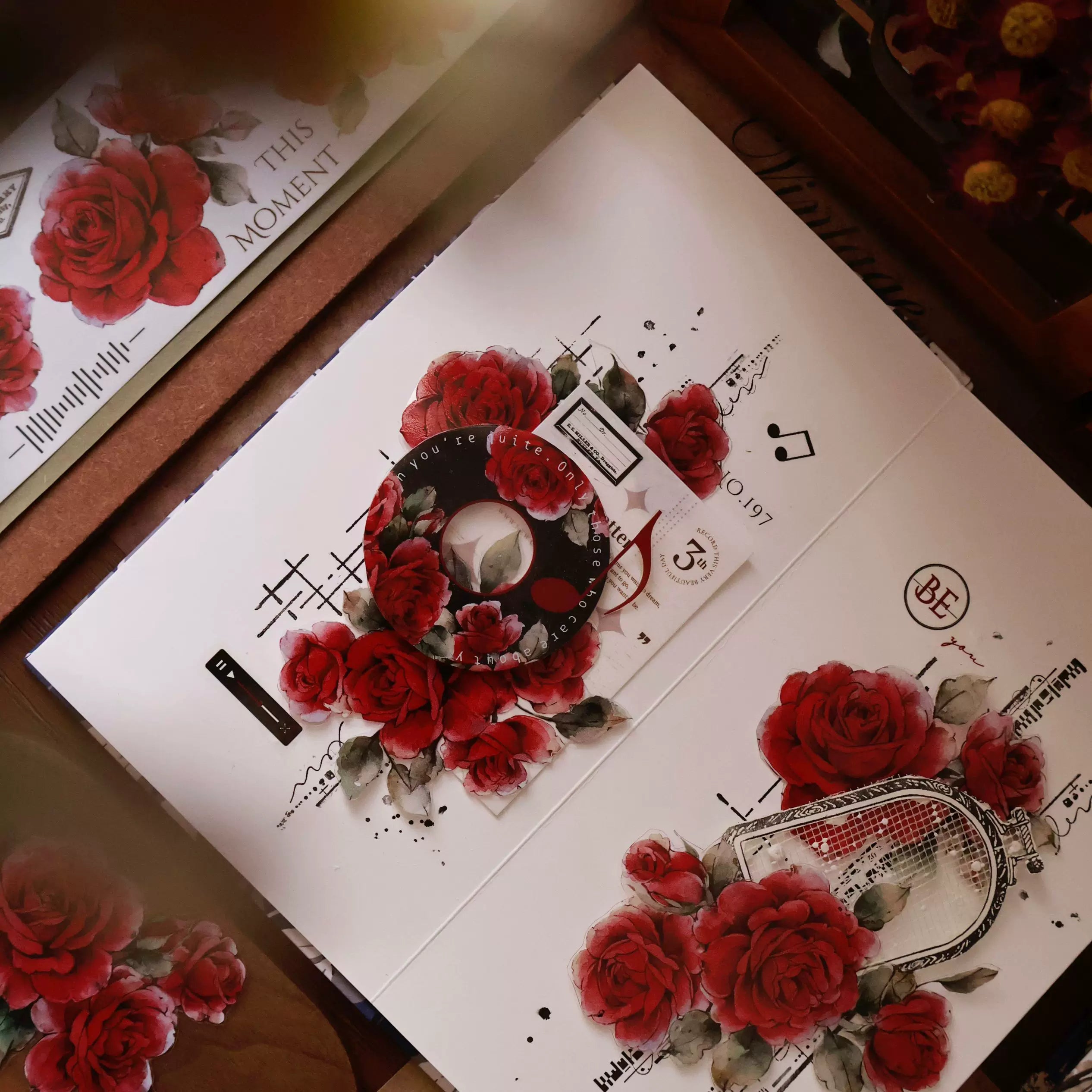Floral Decorative Tape Rolls- Vintage Crimson