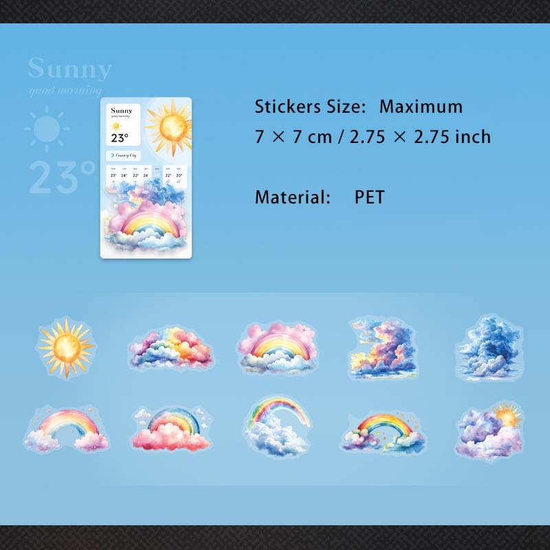 20 Pcs Weather PET Stickers QXWQ