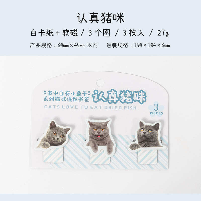 3-Pcs-Cat-Theme-Magnetic-Bookmark