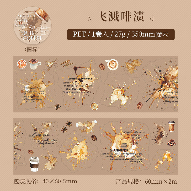 1 Roll Coffee Mark Pre-cut Stickers Tape HSDKJ