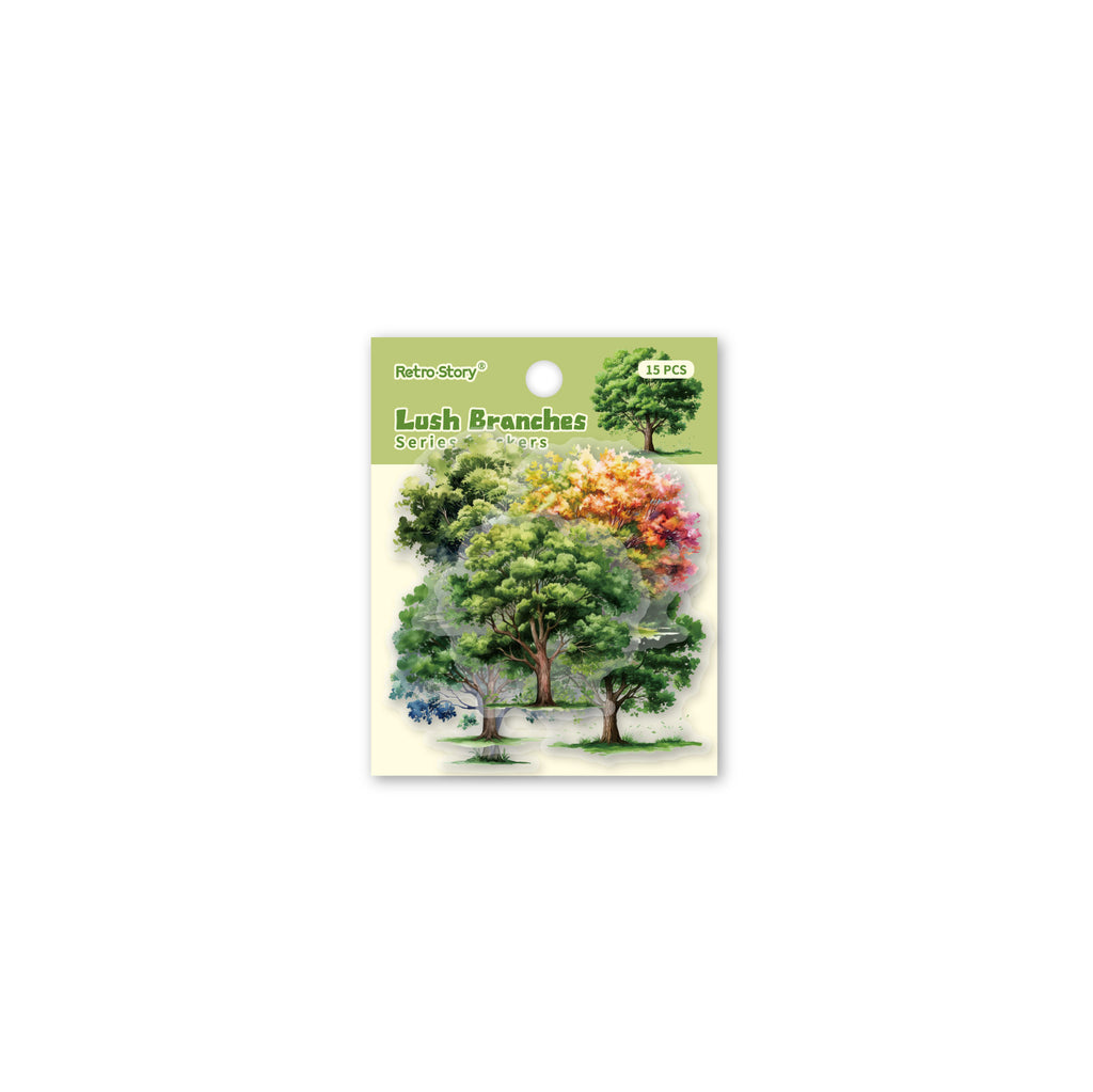 15 Pcs Seasonal Tree PET Stickers FZXL