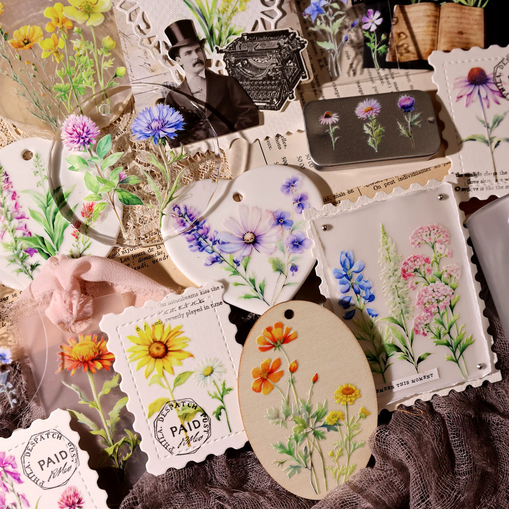 2 Sheets Waterproof Rub on Stickers - Flowers