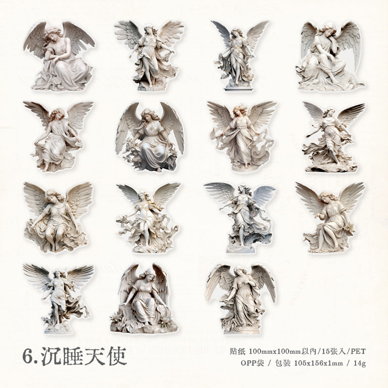 15 Pcs Sculpture Themed PET Stickers DSKXQ