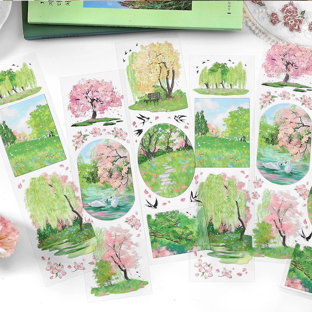 6 Pcs Garden Spring PET Stickers CGZX