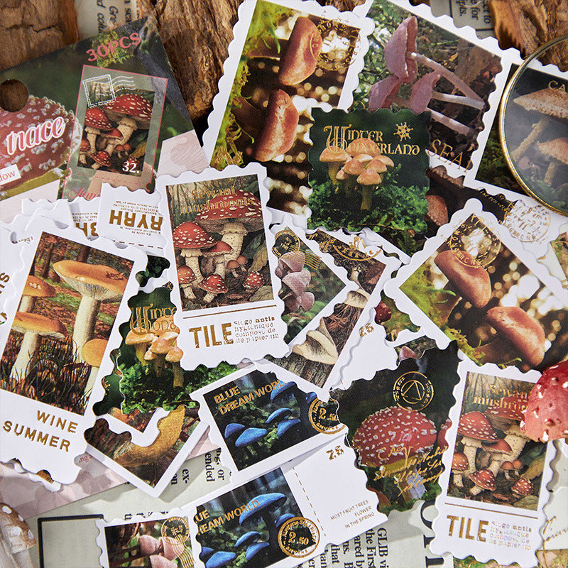 30 Pcs Botanical Postage Stamp Stickers MCYJ