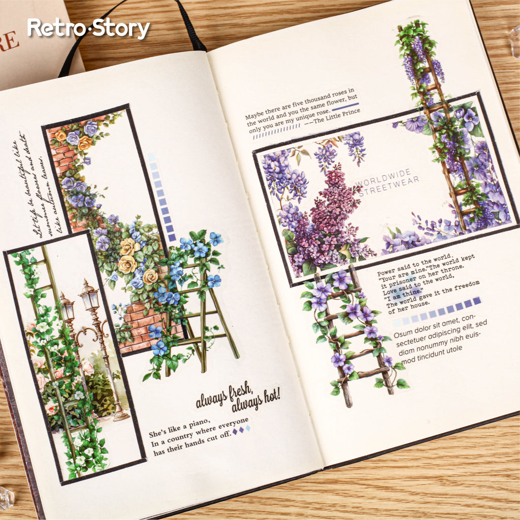 20 Pcs Garden Flower Ladder PET Stickers HTXL