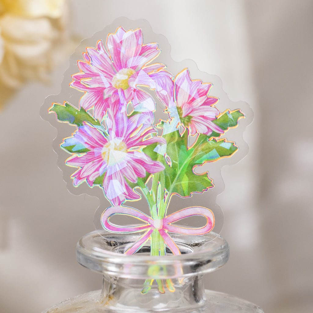 20 Pcs Holographic PET Flower Stickers PHJM