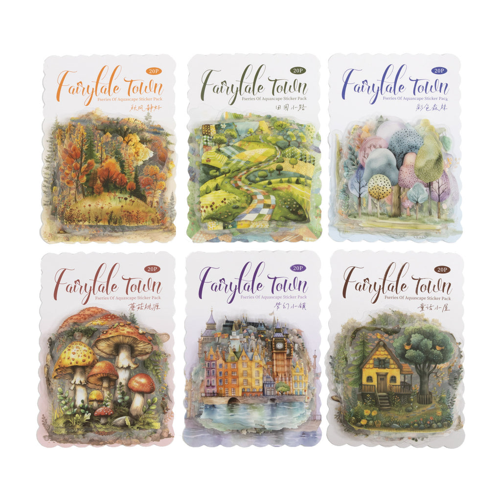 20 Pcs Fairy Tale Town Theme PET Stickers THZX