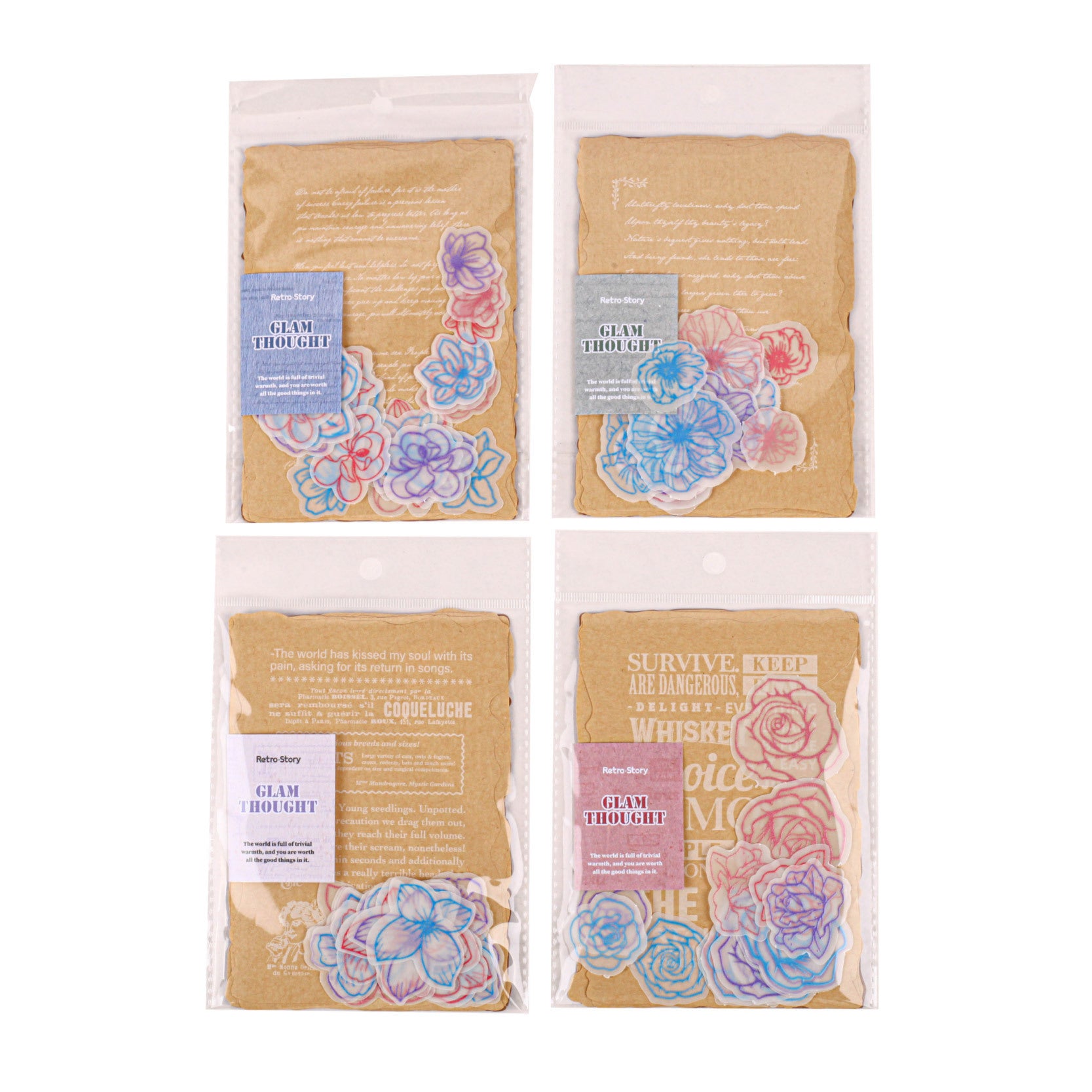 44 Pcs Vintage Journal Paper and Stickers HXXL