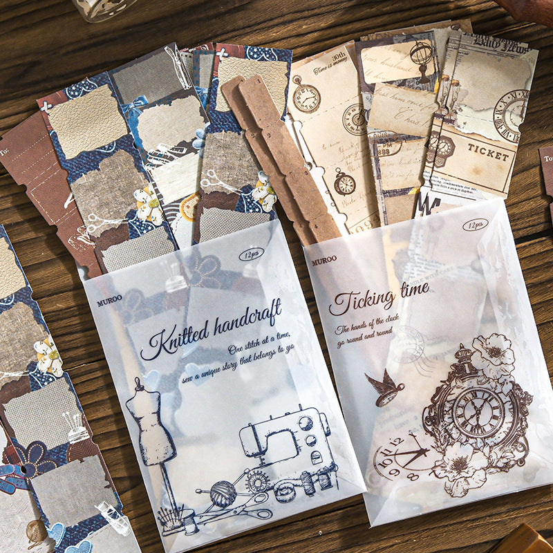 12 Sheets Vintage Notepad Journal Paper BMHBQ