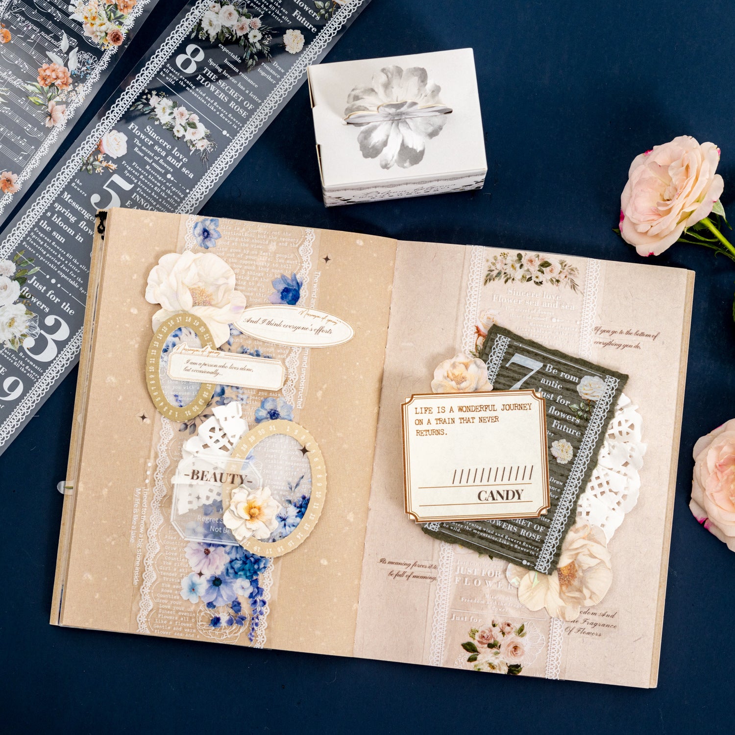 1 Roll Flower and Poem PET Tape ZLHJSF