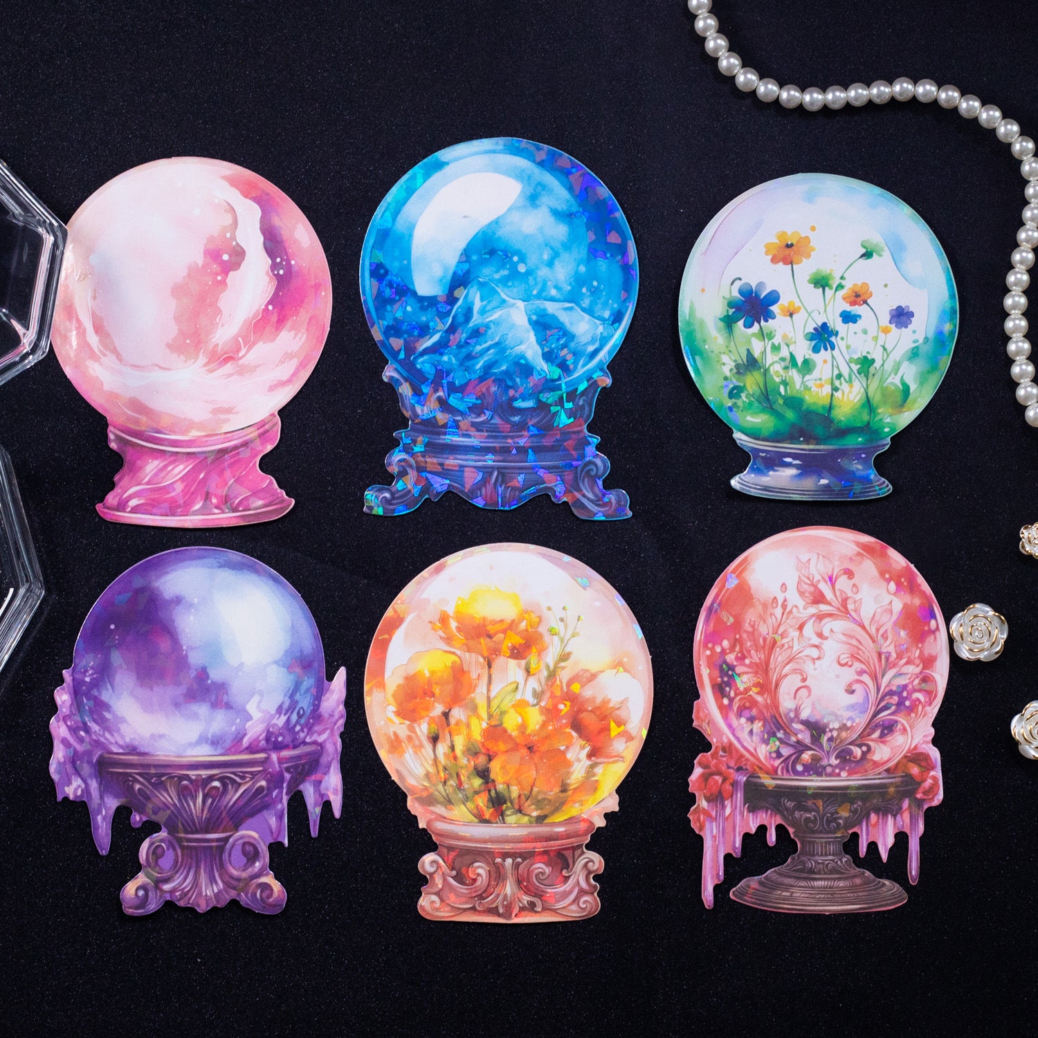 5 Pcs Crystal Ball PET Stickers MHSJ