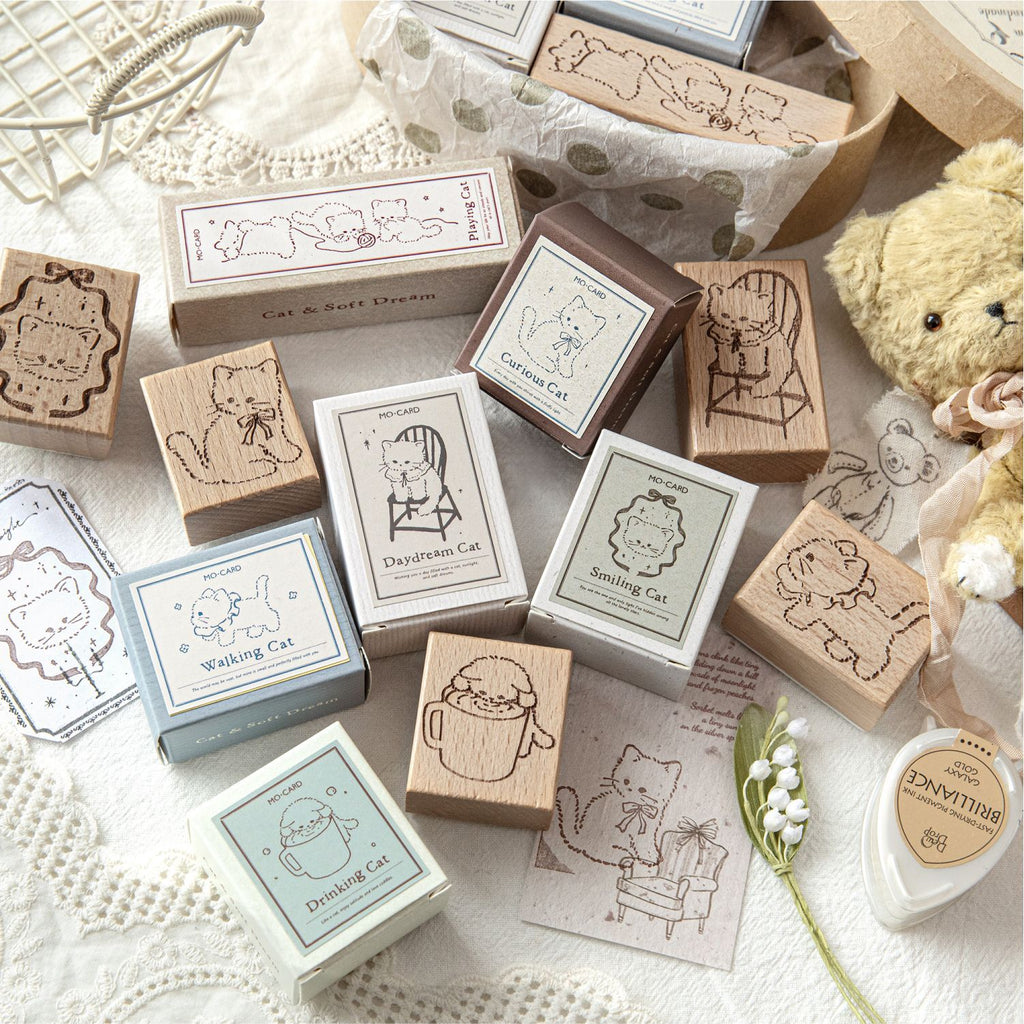 Cute Cat Wooden Stamp MYRM