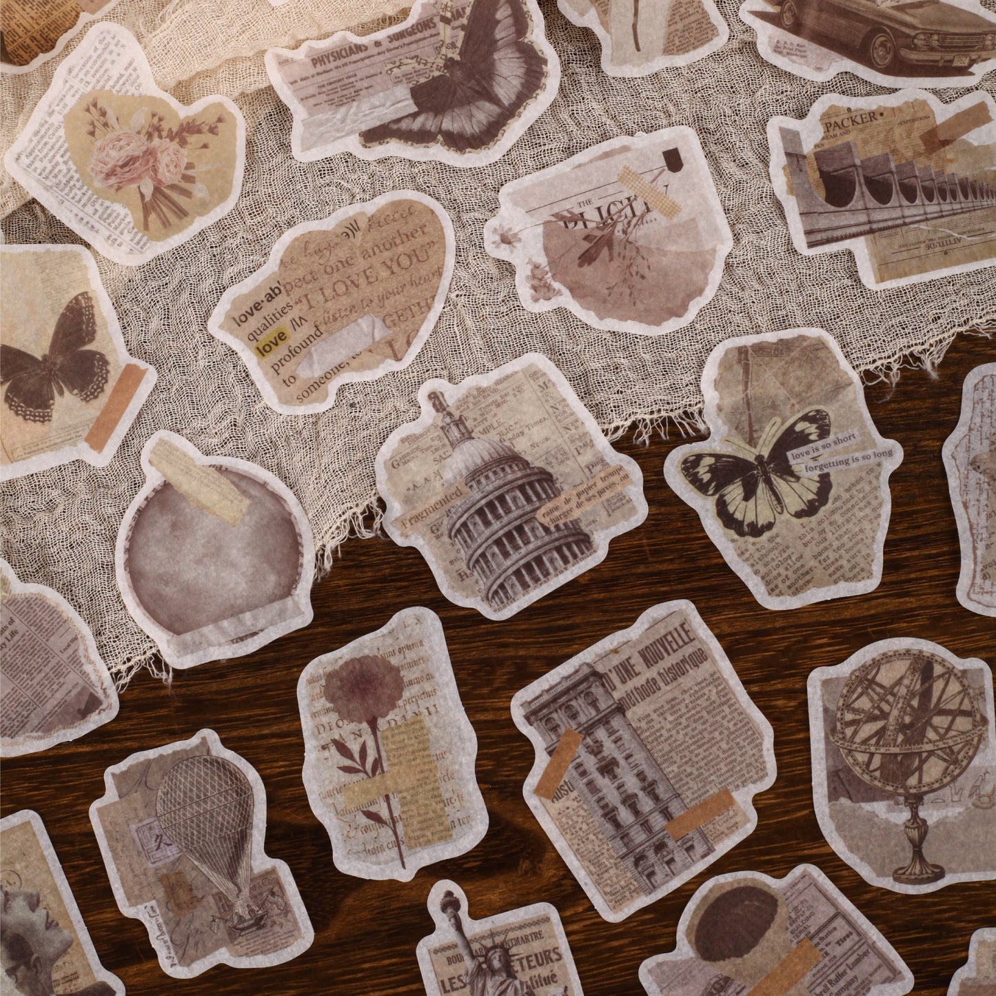 20 Pcs Vintage Newspaper Themed Washi Stickers JBXL